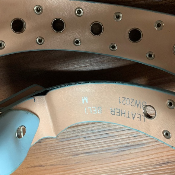 Vintage Retro Leather Studded Eyelet Blue Belt - Picture 5 of 8